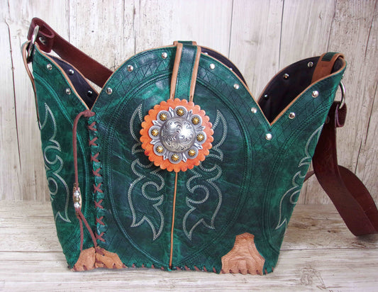 Bucket Bag Cowboy Boot Purse BK91 handcrafted from cowboy boots. Shop all unique leather western handbags, purses and totes at Chris Thompson Bags