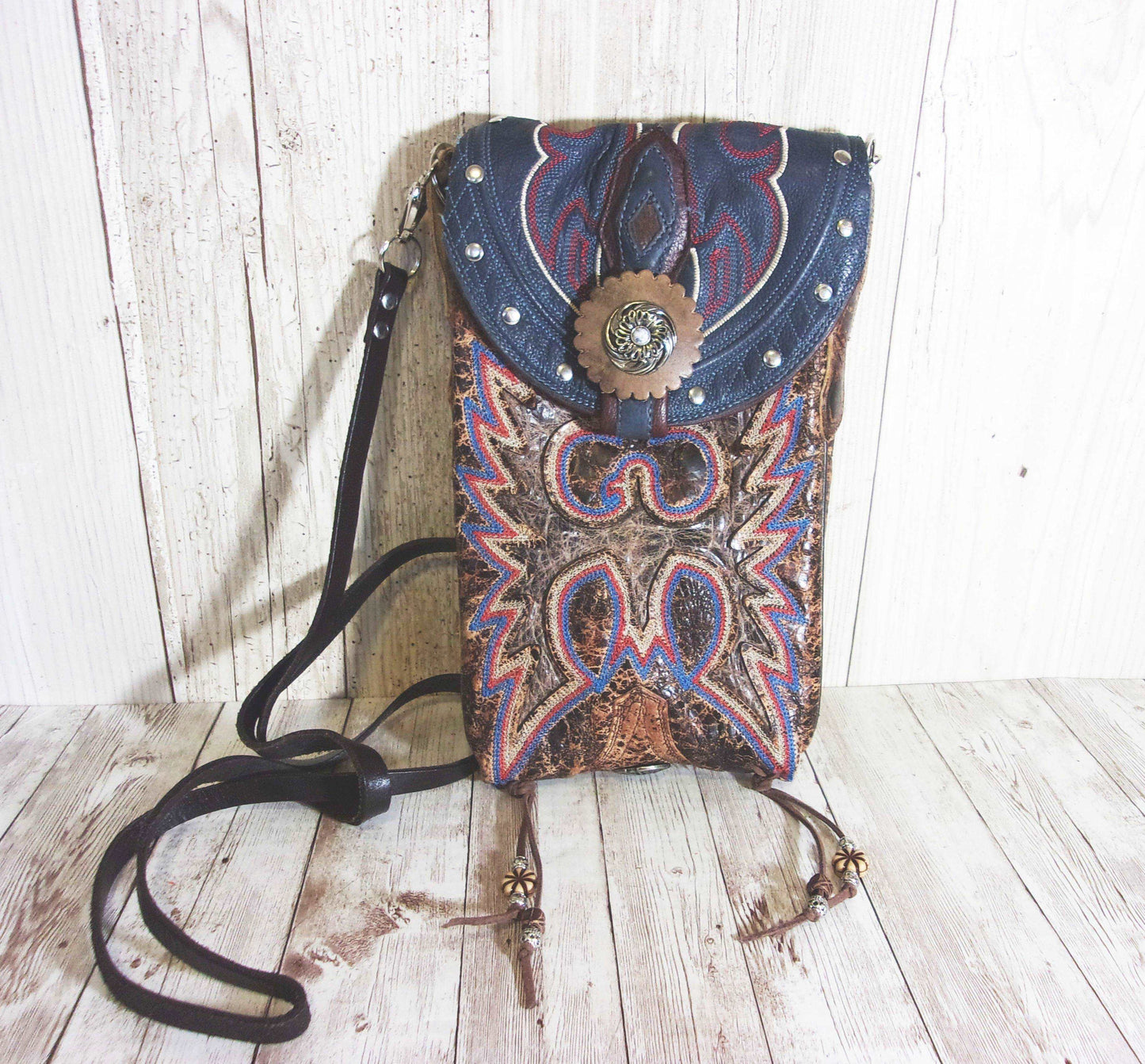 Cowboy Boot Crossbody Hipster Purse HP741 handcrafted from cowboy boots. Shop all unique leather western handbags, purses and totes at Chris Thompson Bags