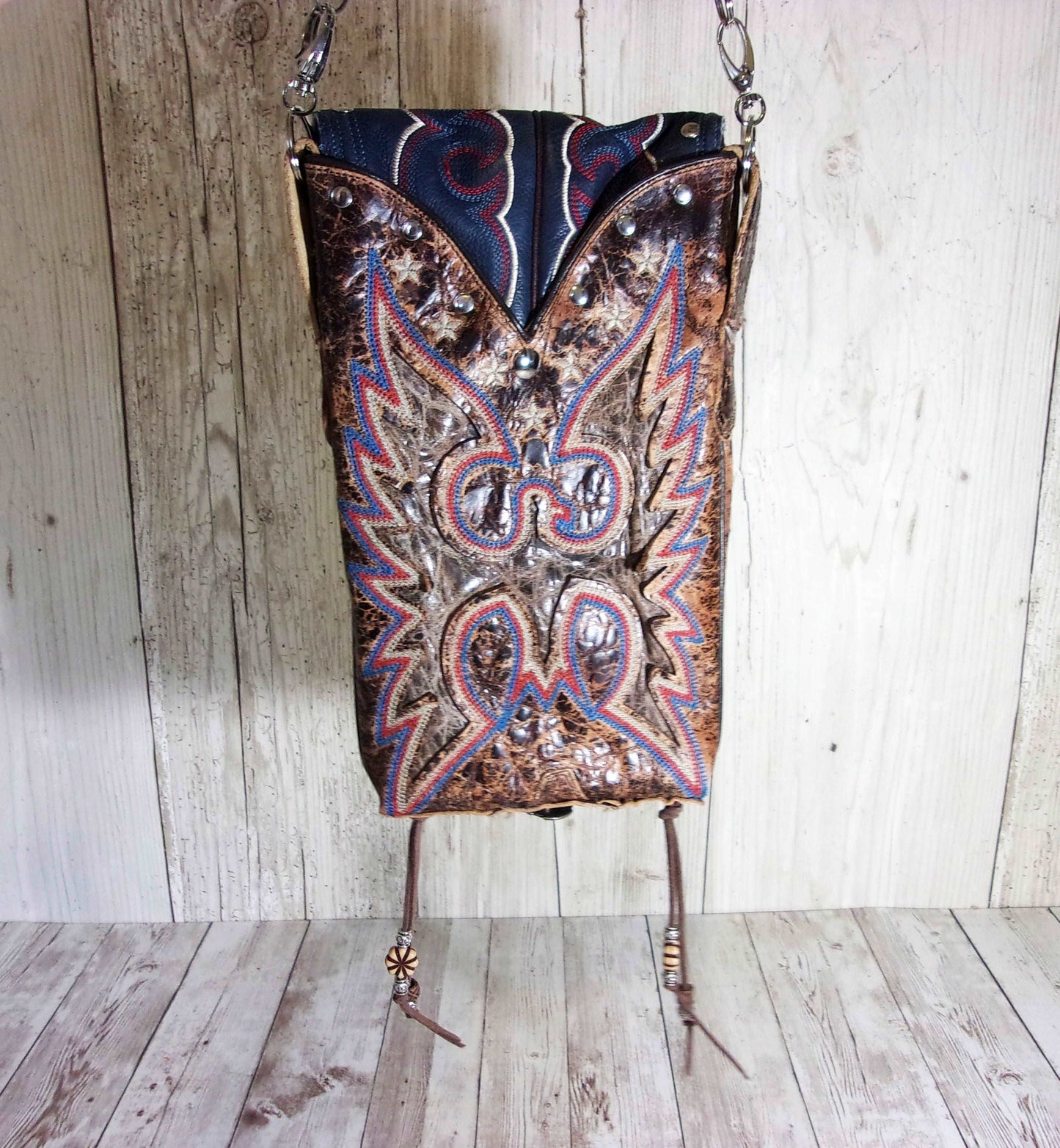 Cowboy Boot Crossbody Hipster Purse HP741 handcrafted from cowboy boots. Shop all unique leather western handbags, purses and totes at Chris Thompson Bags