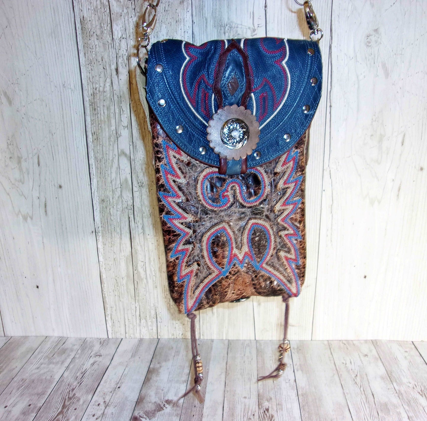 Cowboy Boot Crossbody Hipster Purse HP741 handcrafted from cowboy boots. Shop all unique leather western handbags, purses and totes at Chris Thompson Bags