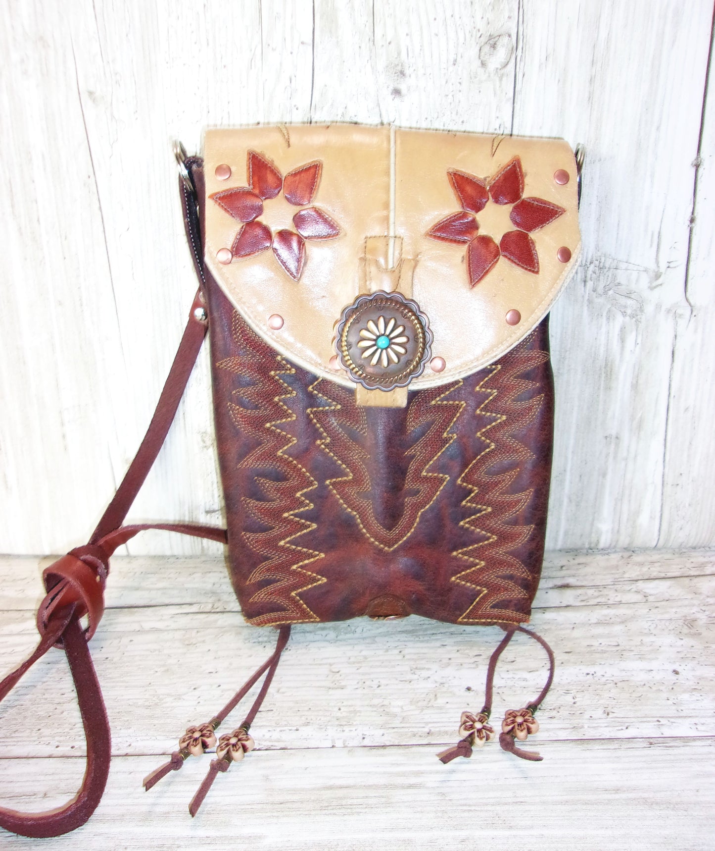 Cowboy Boot Crossbody Hipster Purse HP950 handcrafted from cowboy boots. Shop all unique leather western handbags, purses and totes at Chris Thompson Bags