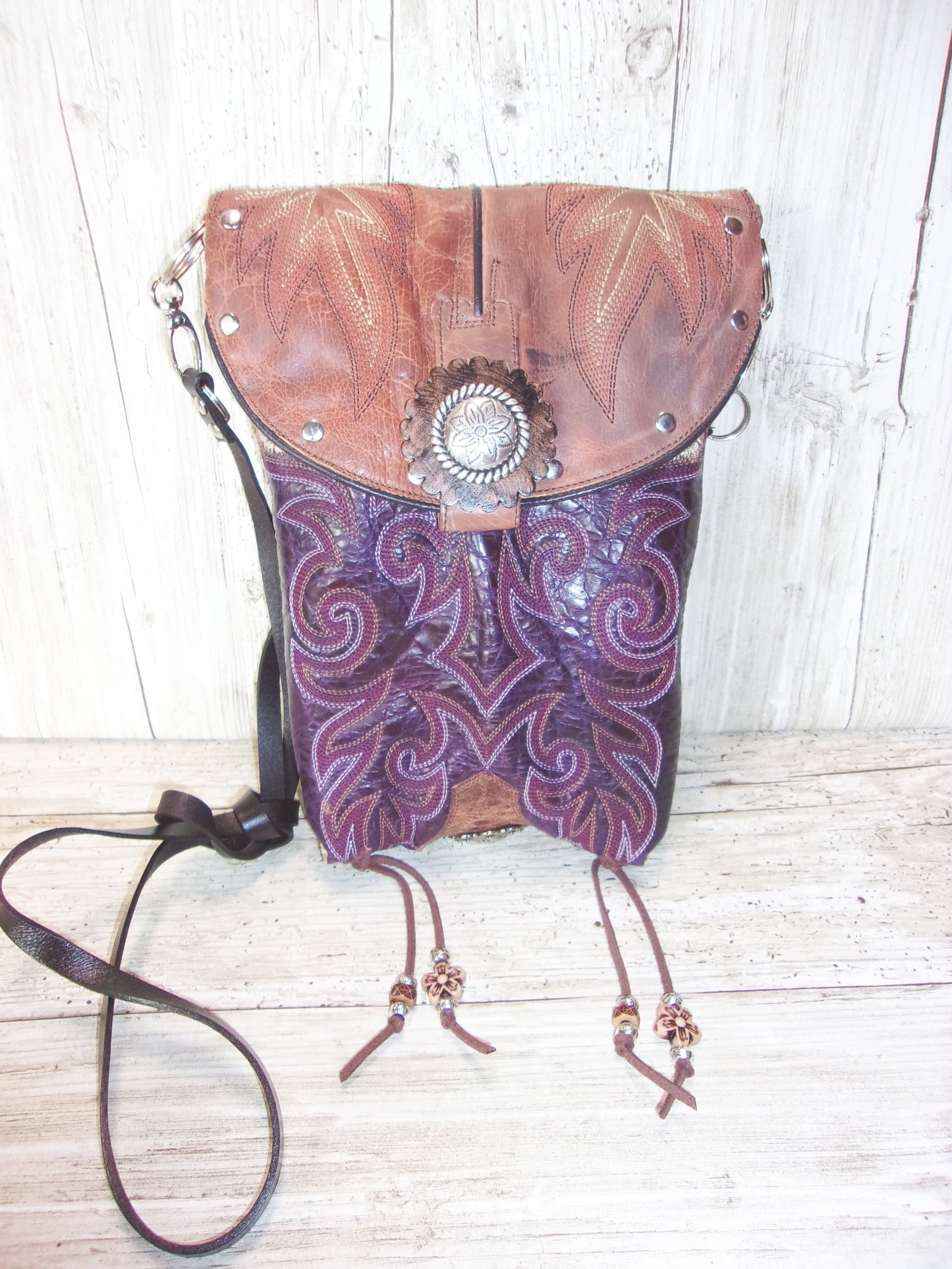Cowboy Boot Crossbody Hipster Purse HP952 handcrafted from cowboy boots. Shop all unique leather western handbags, purses and totes at Chris Thompson Bags