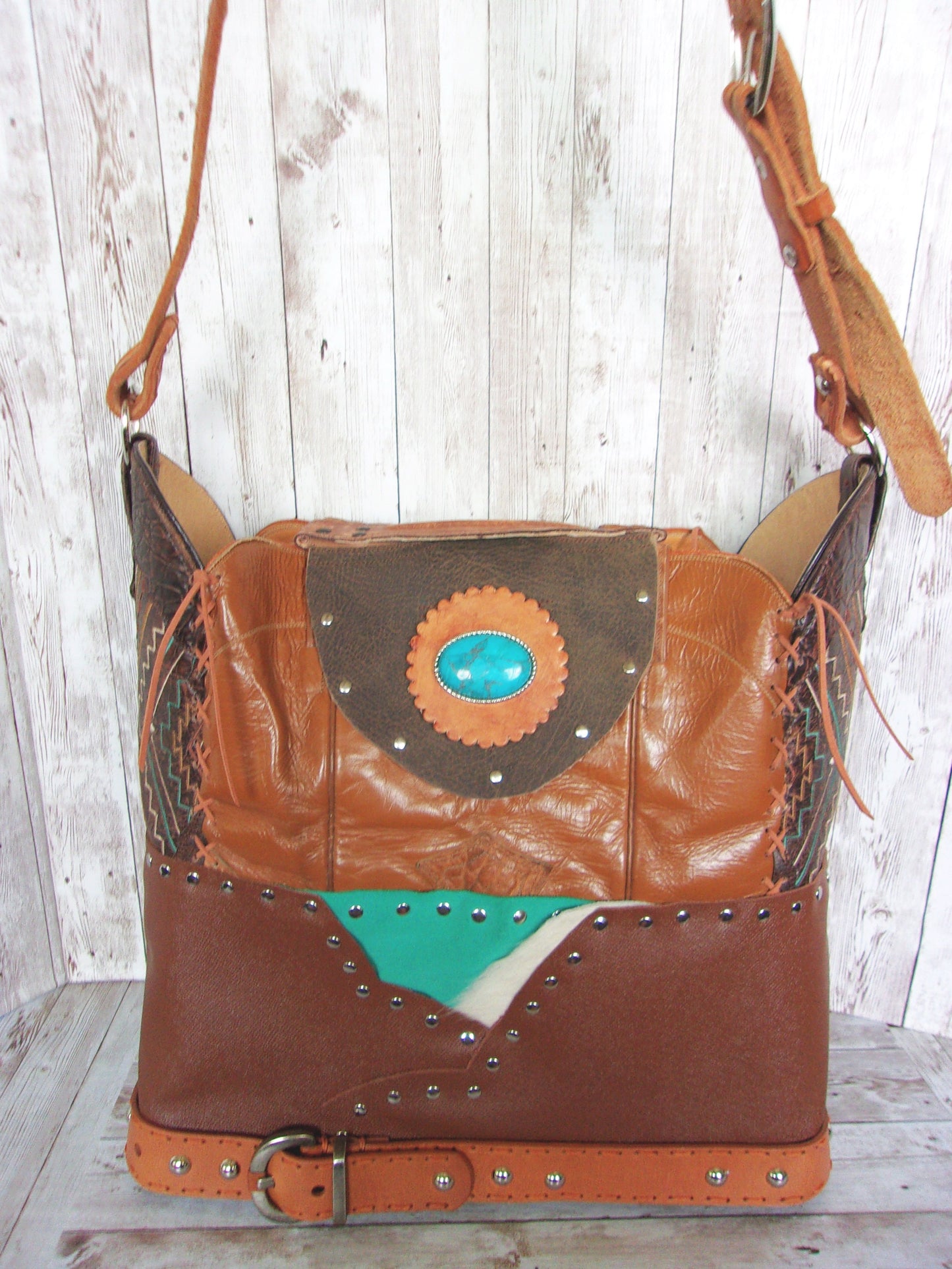 Cowboy Boot Laptop Tote LT37 handcrafted from cowboy boots. Shop Luggage & Bags at ChrisThompsonBags.com and buy the best boot purse, cowboy boot purse, cowgirl handbag, leather laptop tote, recycled cowboy boots, unique gift for her, unique gift for him, unique travel bag, western diaper bag, western laptop tote, western travel bag, XL cowboy Boot Purse, XL leather tote at Chris Thompson Bags.
