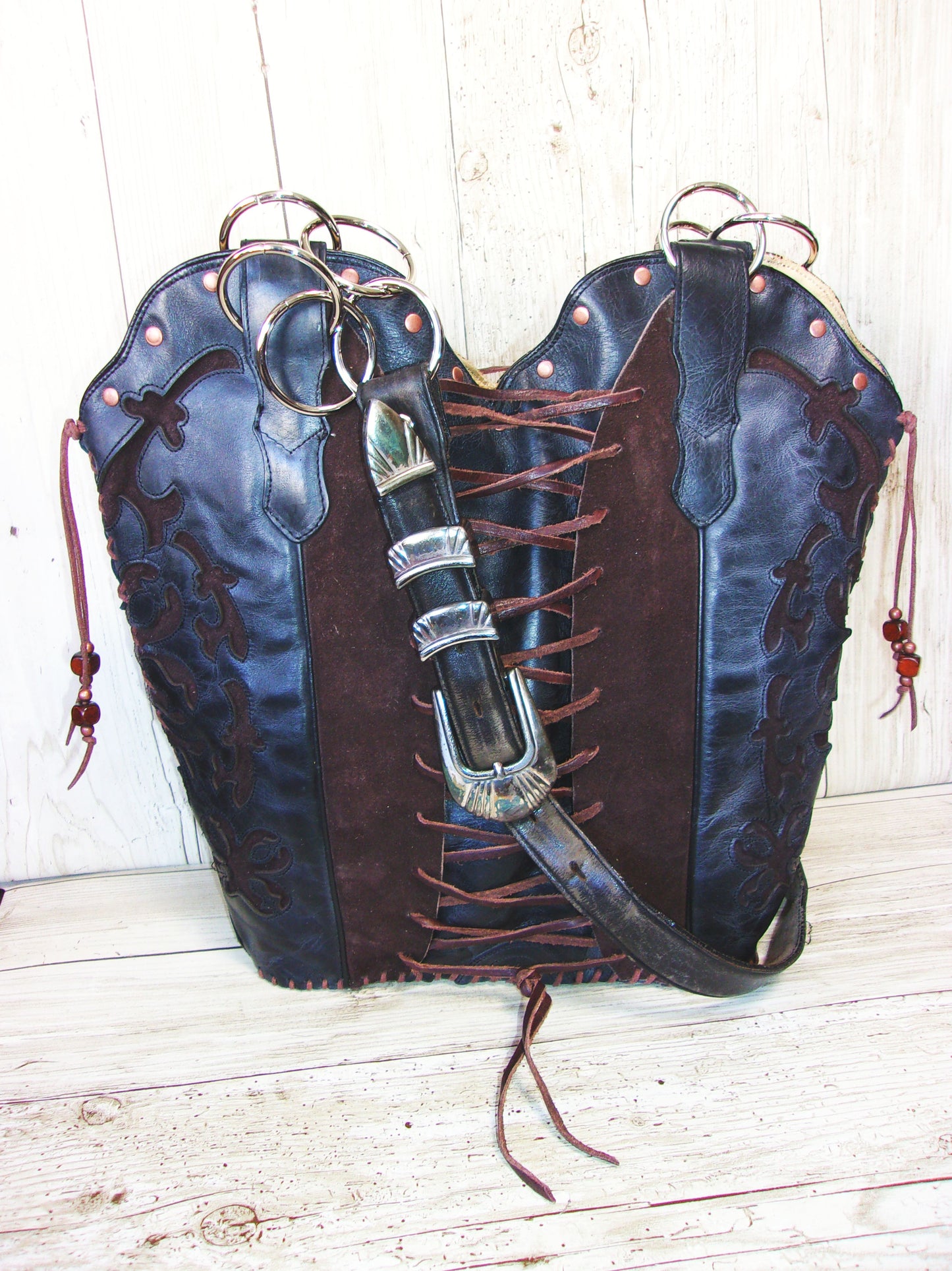 Double Cowboy Boot Purse DB326 handcrafted from cowboy boots. Shop Handbags at ChrisThompsonBags.com and buy the best boot top purse, Country Chic, country fashion, country style, cowboy boot lover, cowboy boot purse, Cowgirl Chic, cowgirl style, luxury handbag, rodeo purse, western chic, western fashion, western style at Chris Thompson Bags.