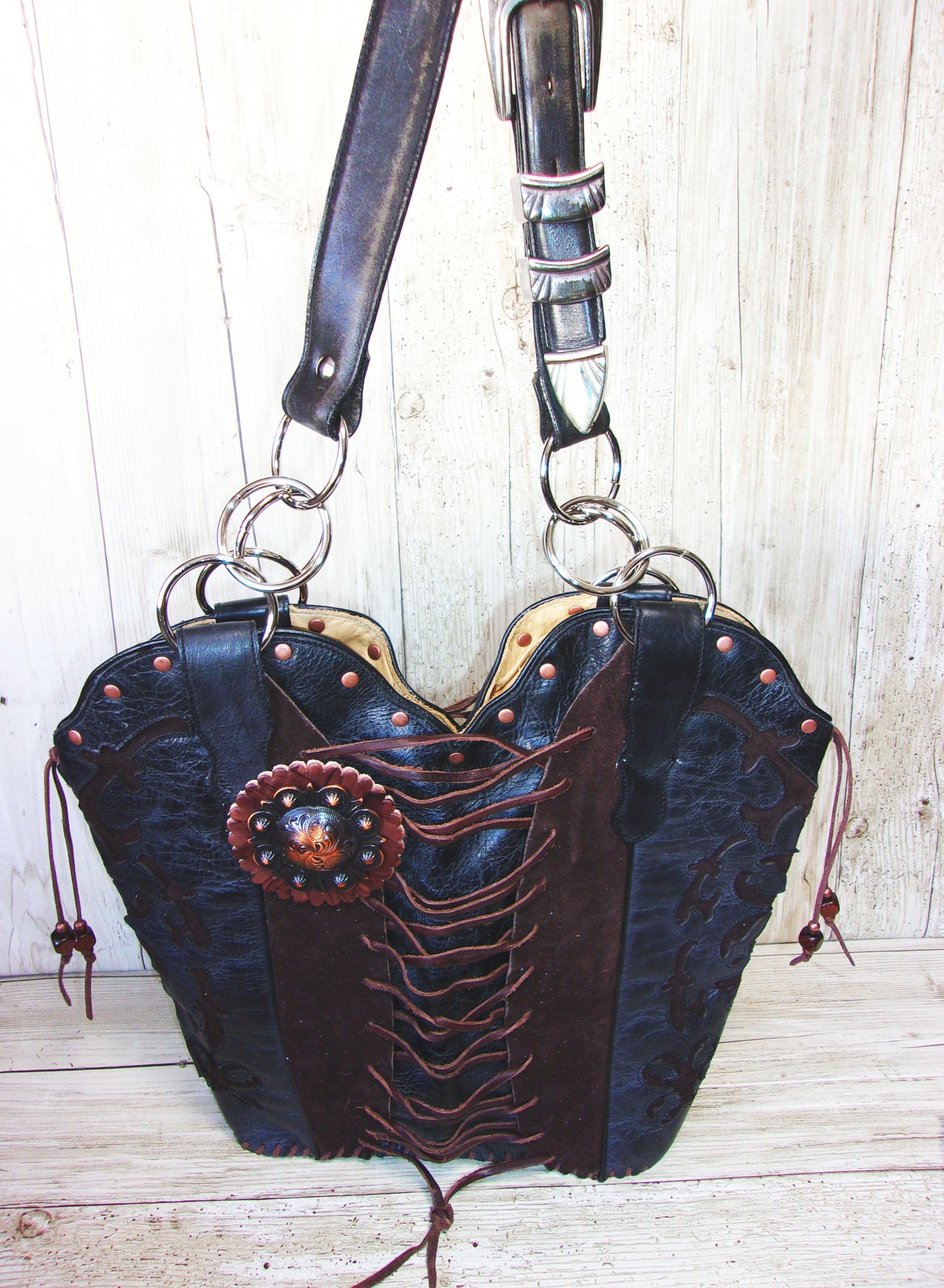 Double Cowboy Boot Purse DB326 handcrafted from cowboy boots. Shop Handbags at ChrisThompsonBags.com and buy the best boot top purse, Country Chic, country fashion, country style, cowboy boot lover, cowboy boot purse, Cowgirl Chic, cowgirl style, luxury handbag, rodeo purse, western chic, western fashion, western style at Chris Thompson Bags.