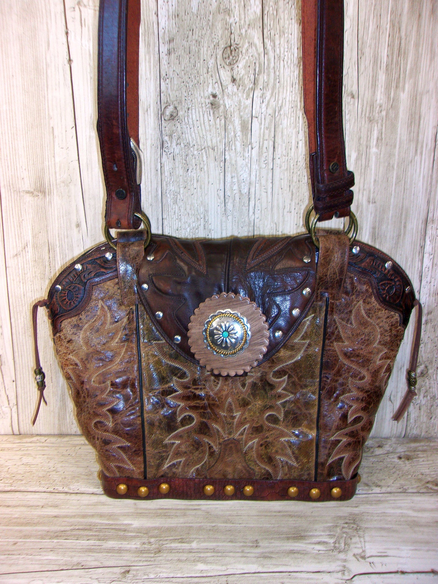 Double Cowboy Boot Purse DB329 handcrafted from cowboy boots. Shop Handbags at ChrisThompsonBags.com and buy the best boot top purse, Country Chic, country fashion, country style, cowboy boot lover, cowboy boot purse, Cowgirl Chic, cowgirl style, luxury handbag, rodeo purse, western chic, western fashion, western style at Chris Thompson Bags.