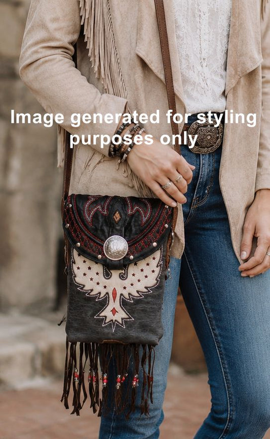 Cowboy Boot Crossbody Hipster Bag with Fringe HP1155