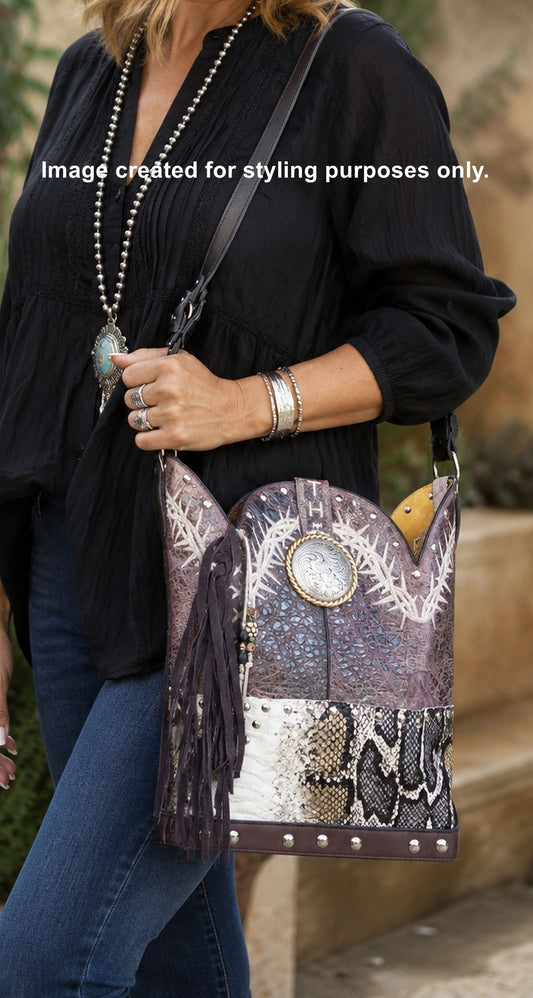 Top Shelf Cowboy Boot Purse with Fringe TS291