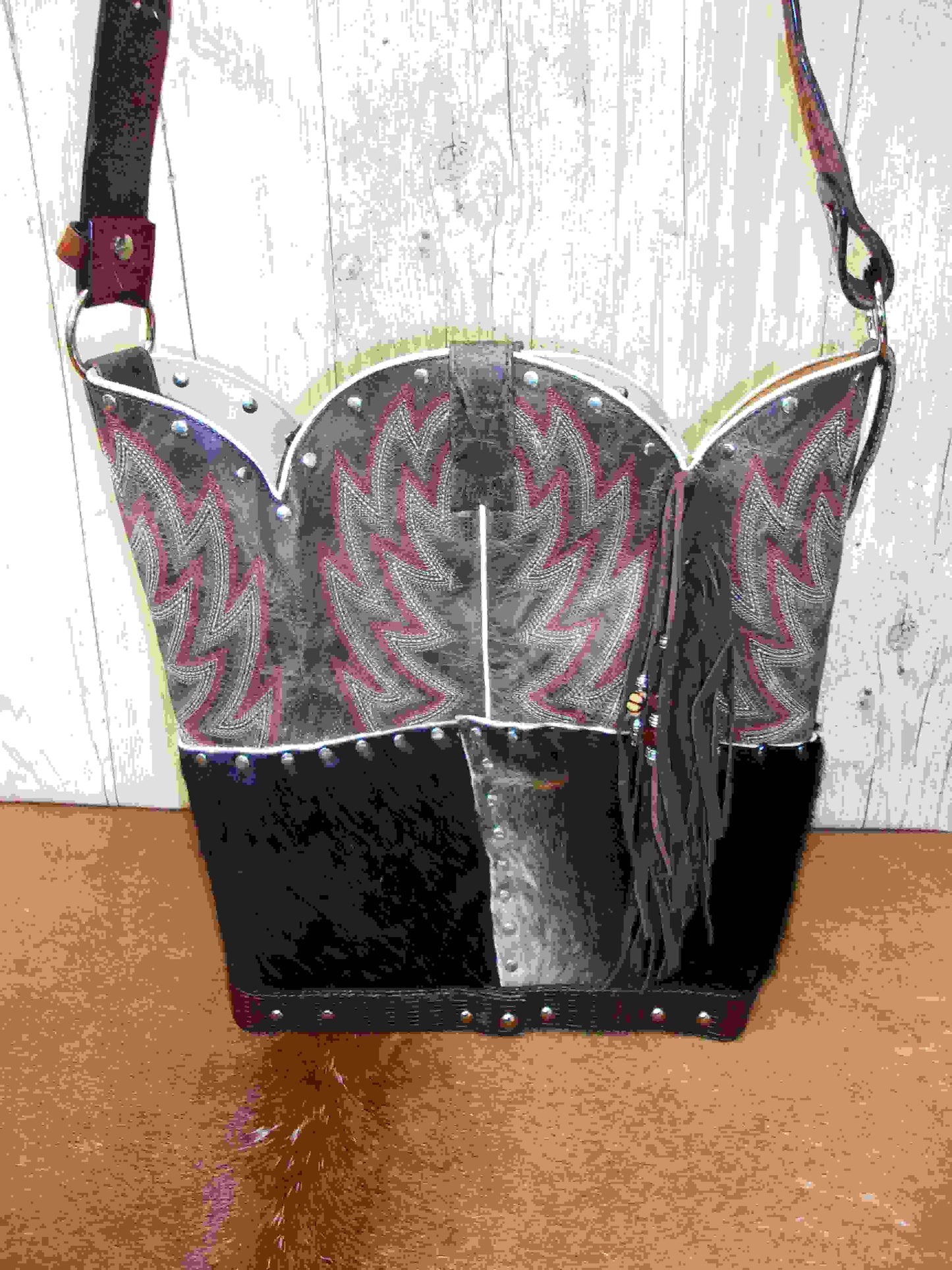 Top Shelf Cowboy Boot Purse with Fringe TS301 handcrafted from cowboy boots. Shop Handbags at ChrisThompsonBags.com and buy the best boot top purse, Country Chic, country fashion, country style, cowboy boot lover, cowboy boot purse, Cowgirl Chic, cowgirl style, luxury handbag, rodeo purse, western chic, western fashion, western style at Chris Thompson Bags.