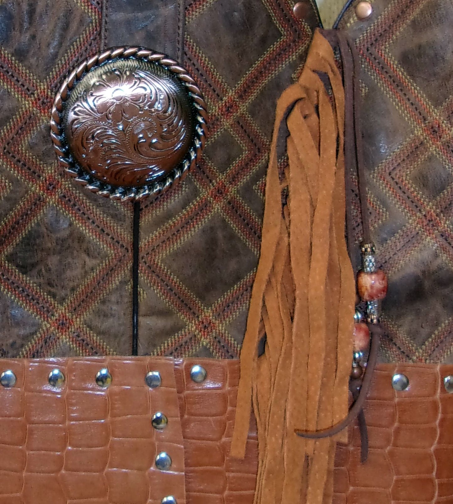 Top Shelf Cowboy Boot Purse with Fringe TS303 handcrafted from cowboy boots. Shop Handbags at ChrisThompsonBags.com and buy the best boot top purse, Country Chic, country fashion, country style, cowboy boot lover, cowboy boot purse, Cowgirl Chic, cowgirl style, luxury handbag, rodeo purse, western chic, western fashion, western style at Chris Thompson Bags.