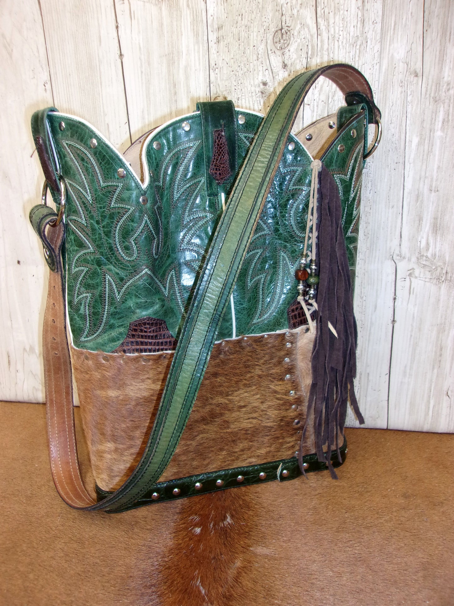 Top Shelf Cowboy Boot Purse with Fringe TS309 handcrafted from cowboy boots. Shop Handbags at ChrisThompsonBags.com and buy the best boot top purse, Country Chic, country fashion, country style, cowboy boot lover, cowboy boot purse, Cowgirl Chic, cowgirl style, luxury handbag, rodeo purse, western chic, western fashion, western style at Chris Thompson Bags.