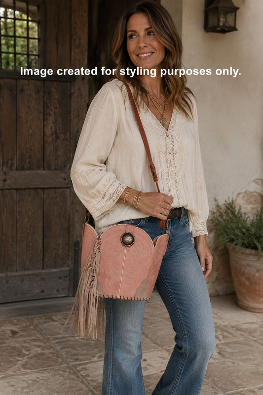 Bucket Bag Cowboy Boot Fringe Purse BK144