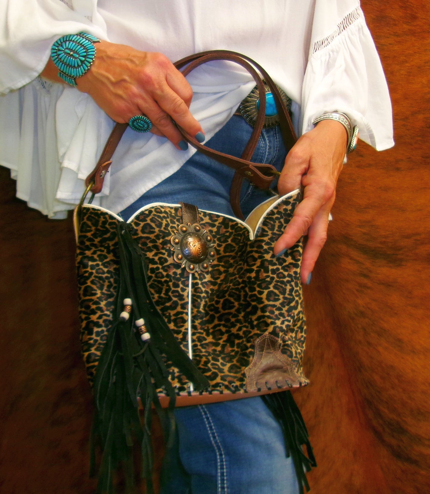 Bucket Bag Cowboy Boot Fringe Purse BK146