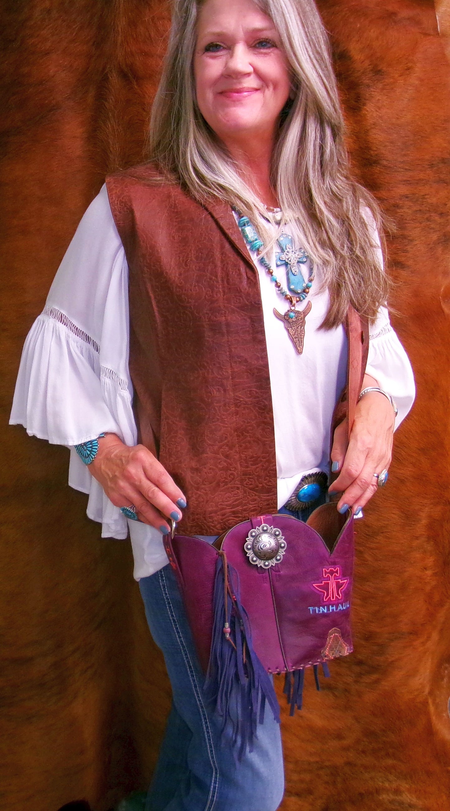 Bucket Bag Cowboy Boot Fringe Purse BK147