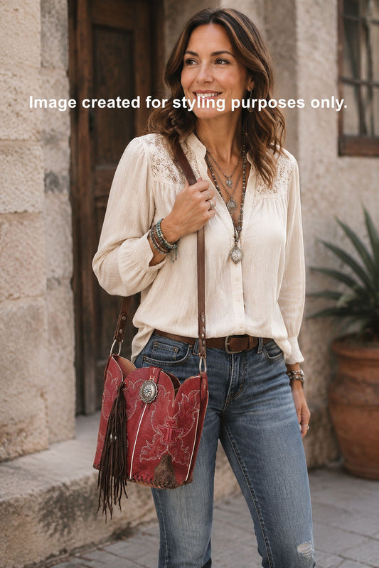 Bucket Bag Cowboy Boot Fringe Purse BK153