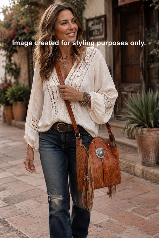 Bucket Bag Cowboy Boot Fringe Purse BK81