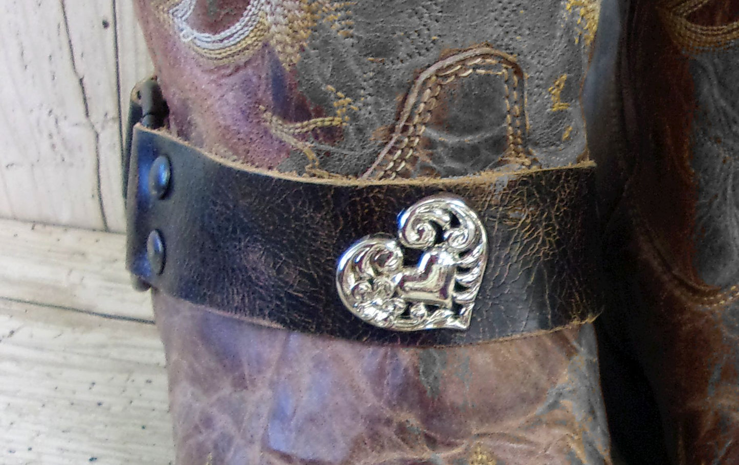 Boot Bracelet Decoration (Single) bw108 handcrafted from cowboy boots. Shop Apparel & Accessories at ChrisThompsonBags.com and buy the best boot accents, boot accessory, boot bling, boot bracelet, boot decor, boot jewelry, boot wrap, cowboy boot bling, cowboy boot decor, cowgirl boot bling, decorate boots, ugg decoration, western boot decor at Chris Thompson Bags.
