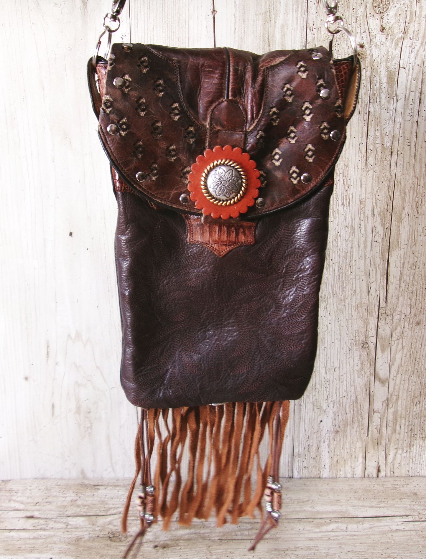 Cowboy Boot Crossbody Hipster Bag with Fringe CB38
