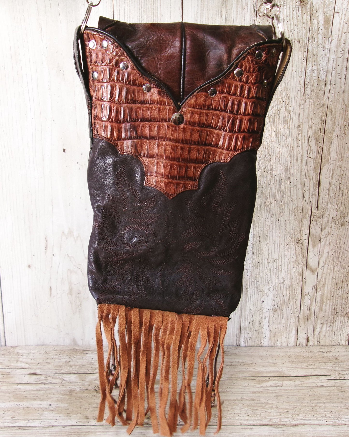 Cowboy Boot Crossbody Hipster Bag with Fringe CB38