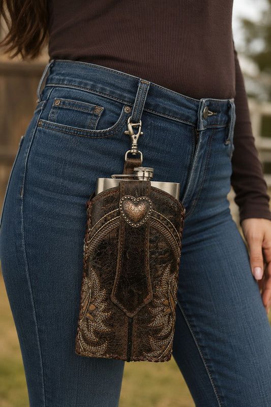 12oz Cowboy Boot Flask FL10