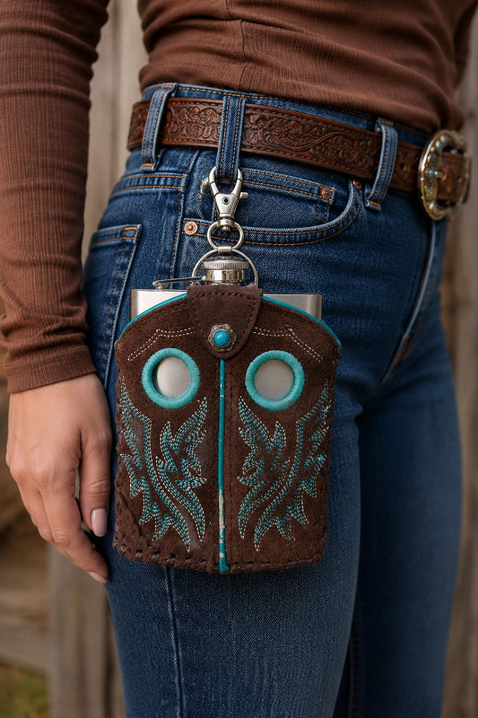 8oz Cowboy Boot Flask FL33