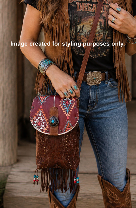 Cowboy Boot Crossbody Hipster Bag with Fringe HP1078