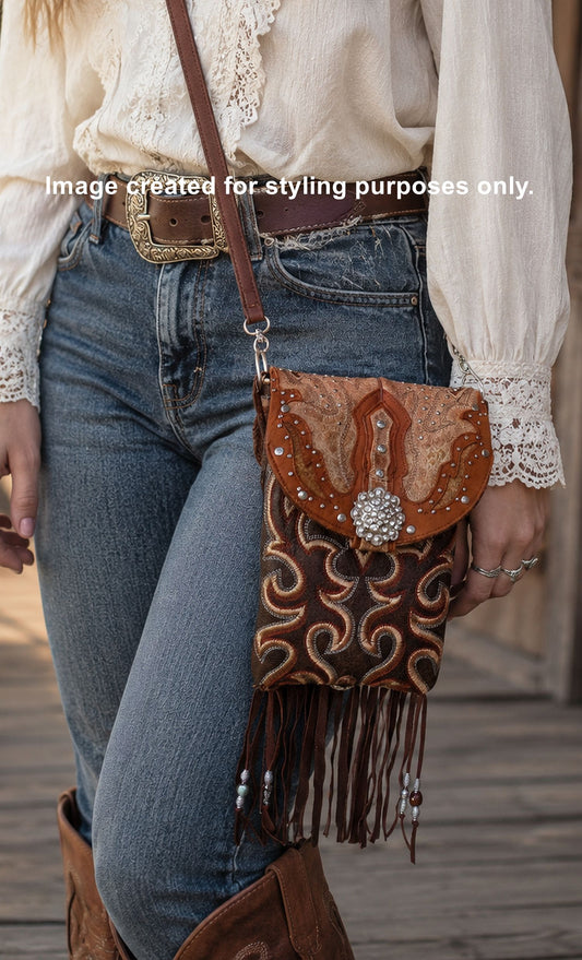 Cowboy Boot Crossbody Hipster Bag with Fringe HP1086