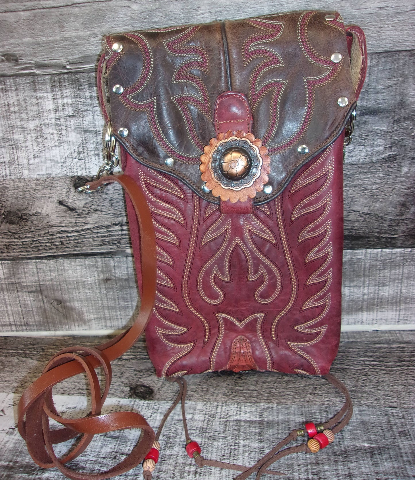 Cowboy Boot Crossbody Hipster Purse HP943 handcrafted from cowboy boots. Shop all unique leather western handbags, purses and totes at Chris Thompson Bags
