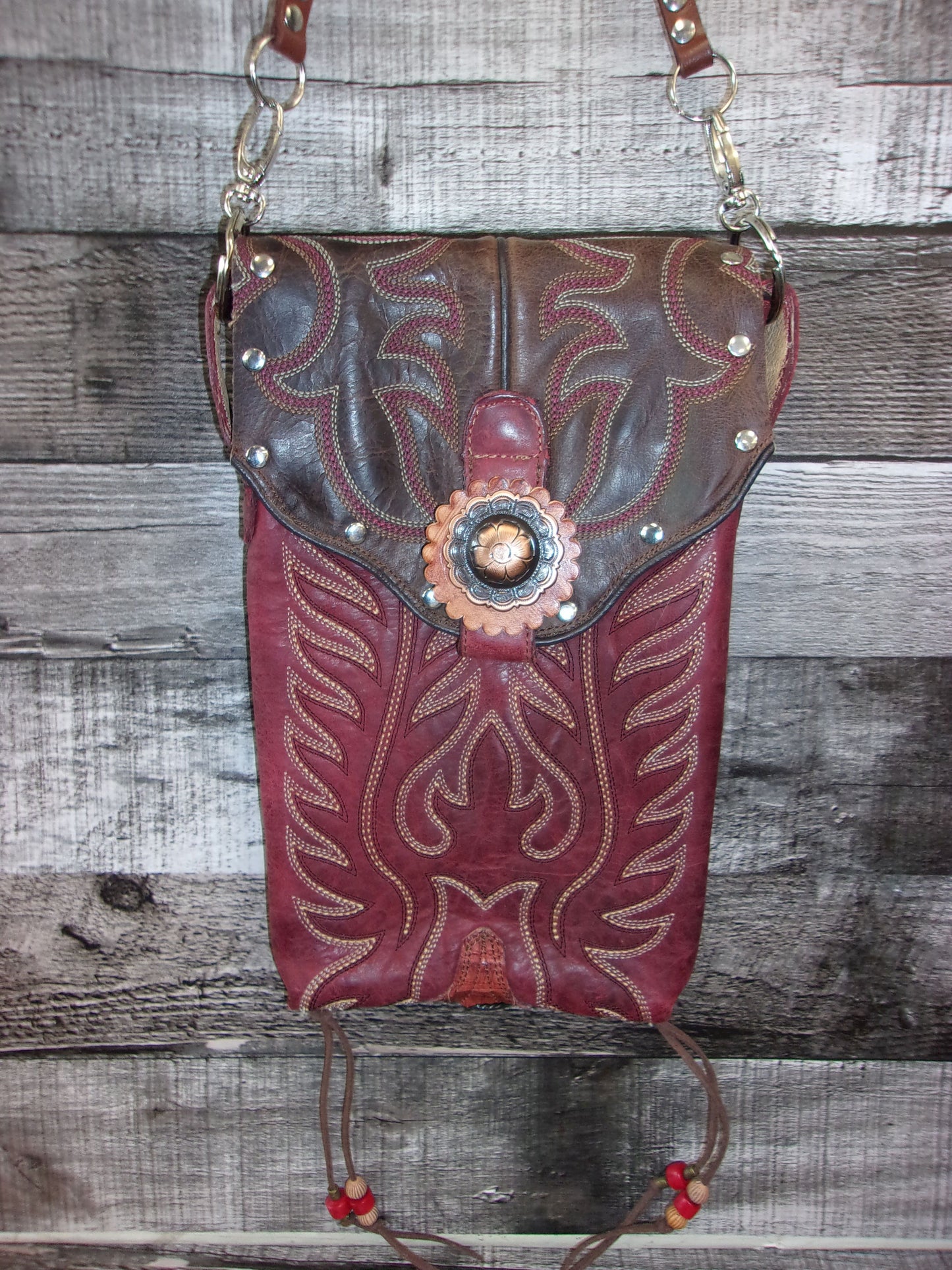 Cowboy Boot Crossbody Hipster Purse HP943 handcrafted from cowboy boots. Shop all unique leather western handbags, purses and totes at Chris Thompson Bags