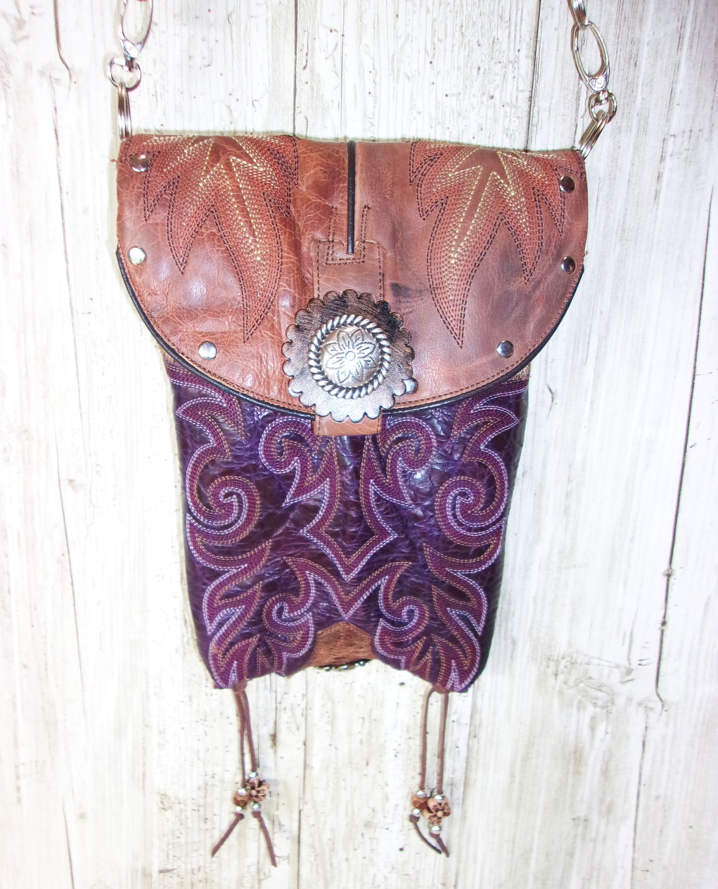 Cowboy Boot Crossbody Hipster Purse HP952 handcrafted from cowboy boots. Shop all unique leather western handbags, purses and totes at Chris Thompson Bags