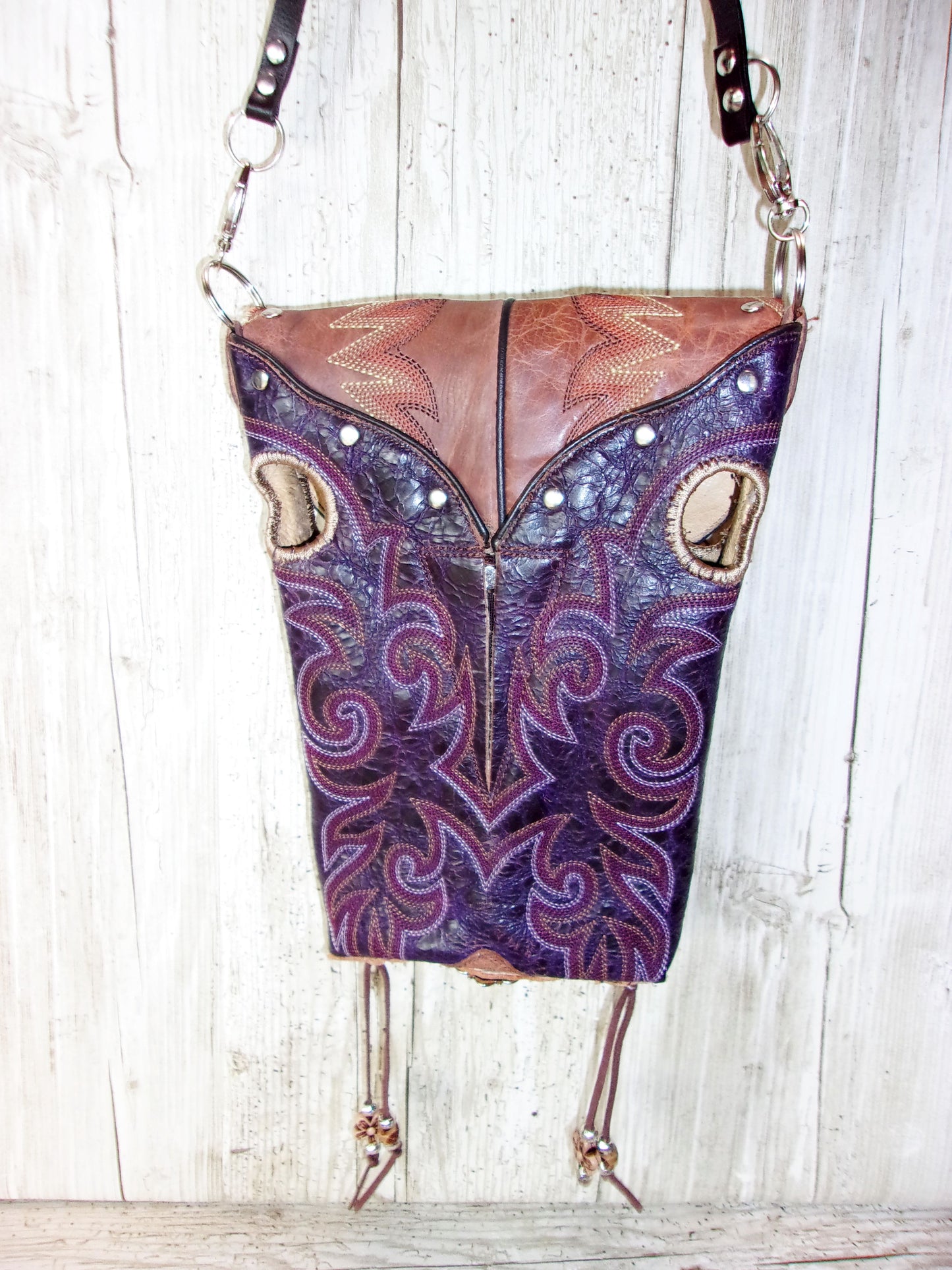 Cowboy Boot Crossbody Hipster Purse HP952 handcrafted from cowboy boots. Shop all unique leather western handbags, purses and totes at Chris Thompson Bags