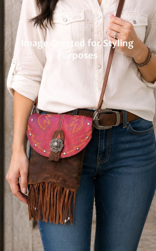 Small Cowboy Boot Purse with Fringe sm316