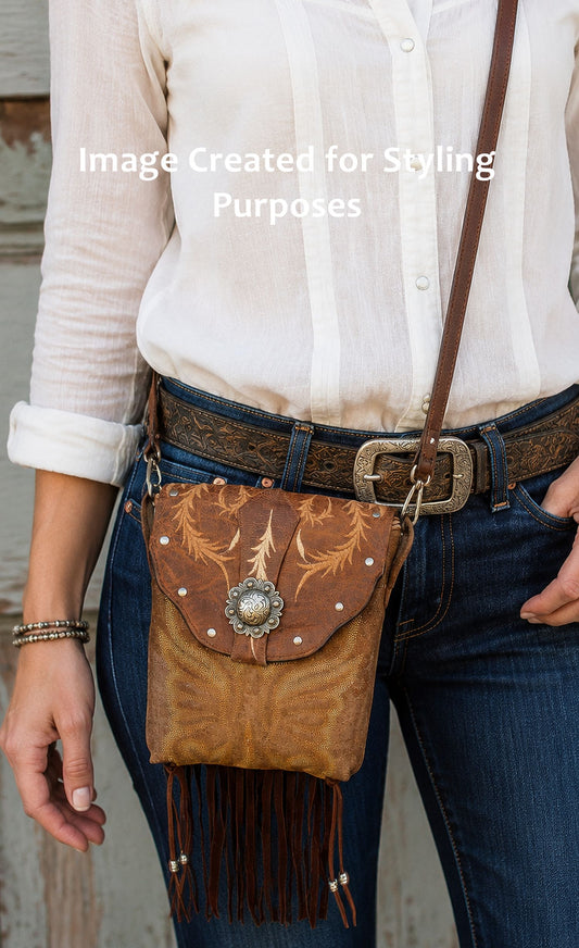 Small Cowboy Boot Purse with Fringe sm338