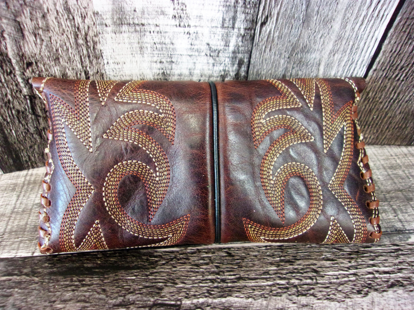 Wallet/Card Holder WC12.1 handcrafted from cowboy boots. Shop Handbags, Wallets & Cases at ChrisThompsonBags.com and buy the best card holder, country centerpiece, Country Chic, country style, Cowgirl Chic, cowgirl gift, cowgirl style, unique gift for her, wallet at Chris Thompson Bags.