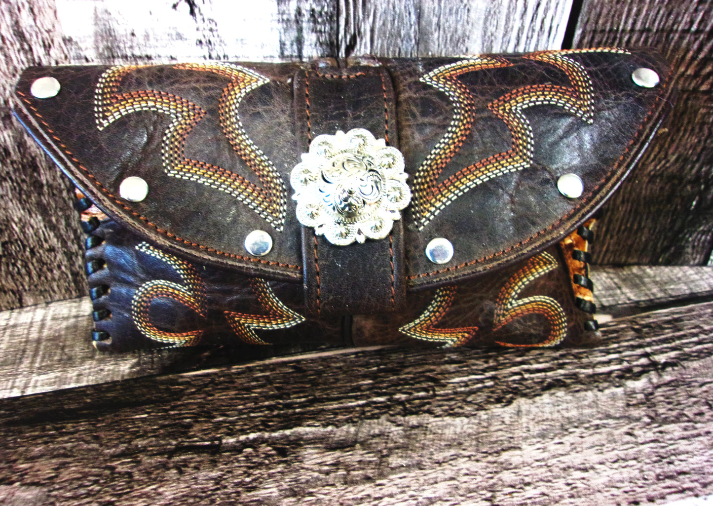 Wallet/Card Holder WC18 handcrafted from cowboy boots. Shop Handbags, Wallets & Cases at ChrisThompsonBags.com and buy the best card holder, country centerpiece, Country Chic, country style, Cowgirl Chic, cowgirl gift, cowgirl style, unique gift for her, wallet at Chris Thompson Bags.