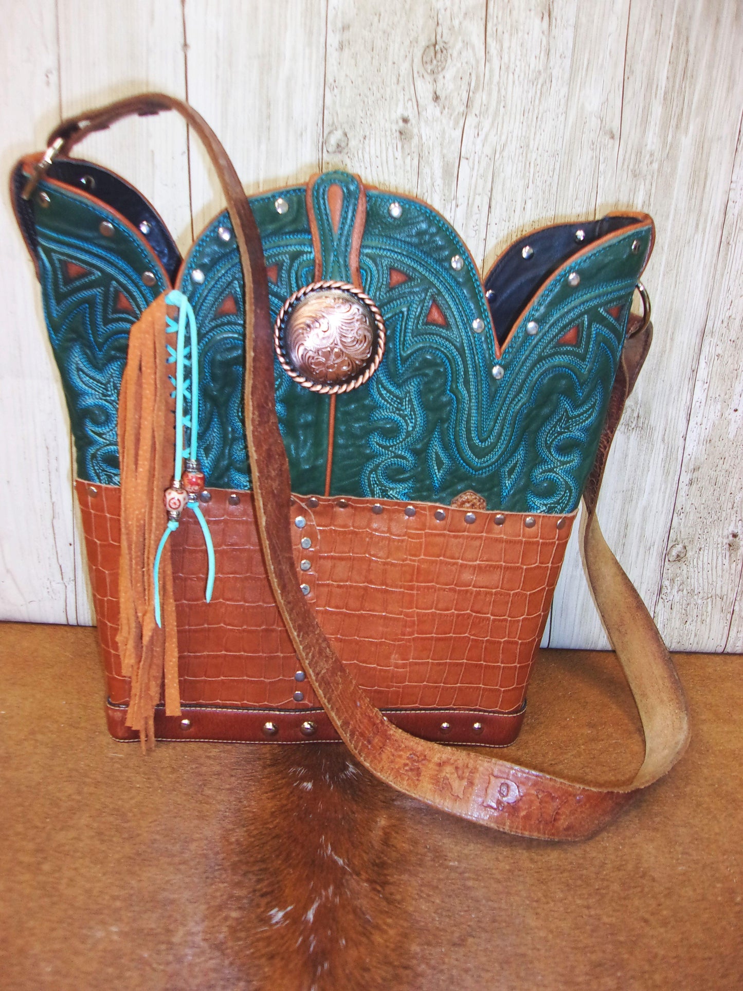 Top Shelf Cowboy Boot Purse with Fringe TS308 handcrafted from cowboy boots. Shop Handbags at ChrisThompsonBags.com and buy the best boot top purse, Country Chic, country fashion, country style, cowboy boot lover, cowboy boot purse, Cowgirl Chic, cowgirl style, luxury handbag, rodeo purse, western chic, western fashion, western style at Chris Thompson Bags.