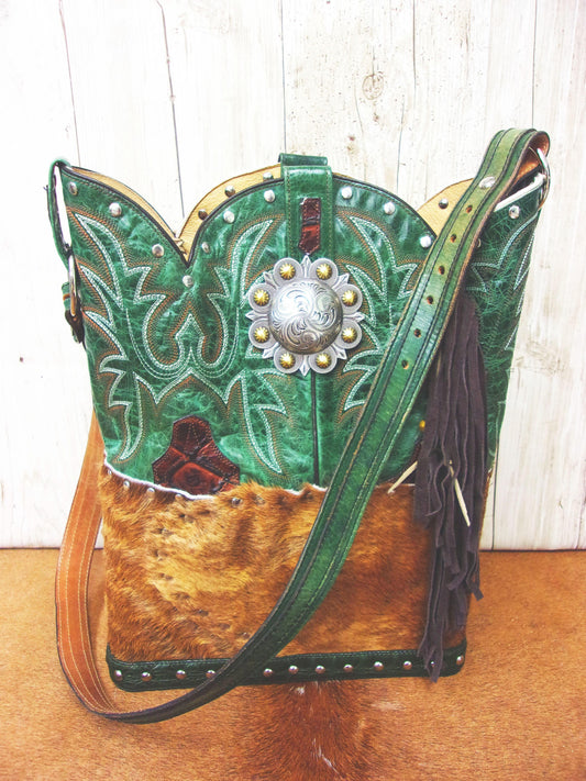 Top Shelf Cowboy Boot Purse with Fringe TS309 handcrafted from cowboy boots. Shop Handbags at ChrisThompsonBags.com and buy the best boot top purse, Country Chic, country fashion, country style, cowboy boot lover, cowboy boot purse, Cowgirl Chic, cowgirl style, luxury handbag, rodeo purse, western chic, western fashion, western style at Chris Thompson Bags.