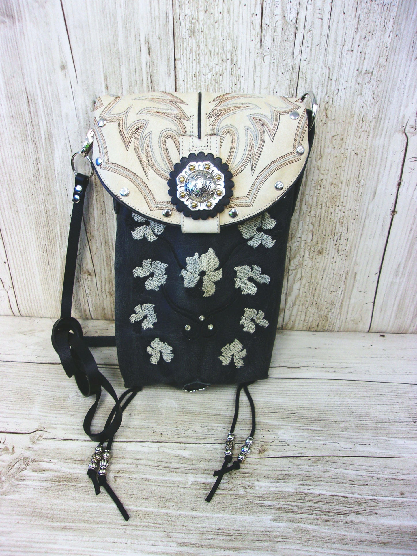Cowboy Boot Crossbody Hipster Purse HP894 handcrafted from cowboy boots. Shop all unique leather western handbags, purses and totes at Chris Thompson Bags