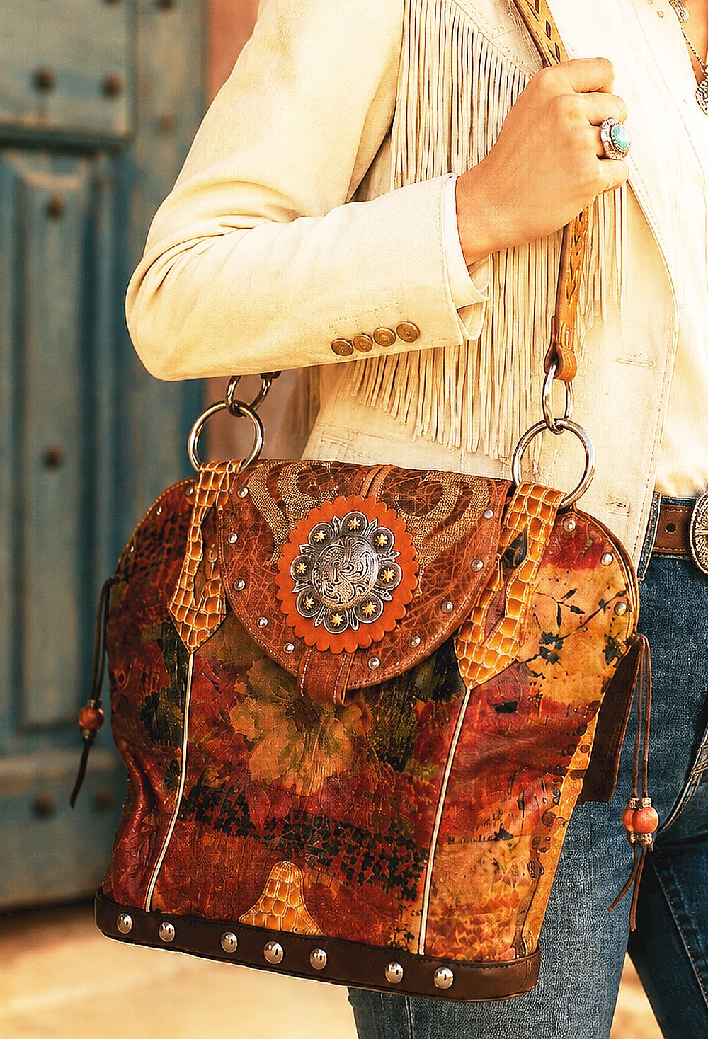 cowboy boot purse on western model