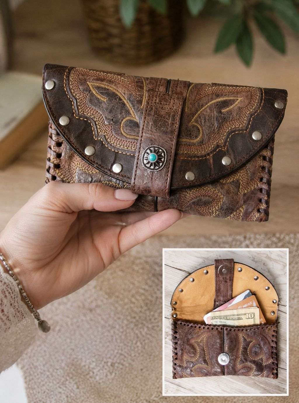 wallet card holder made from cowboy boots
