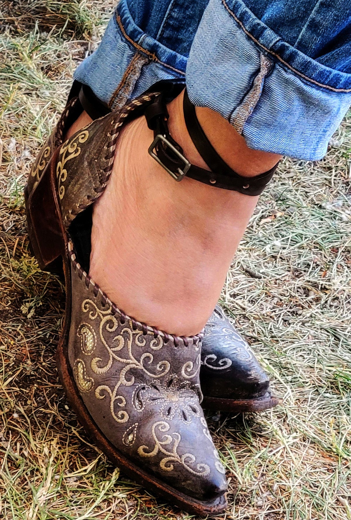 mule  made from cowboy boots