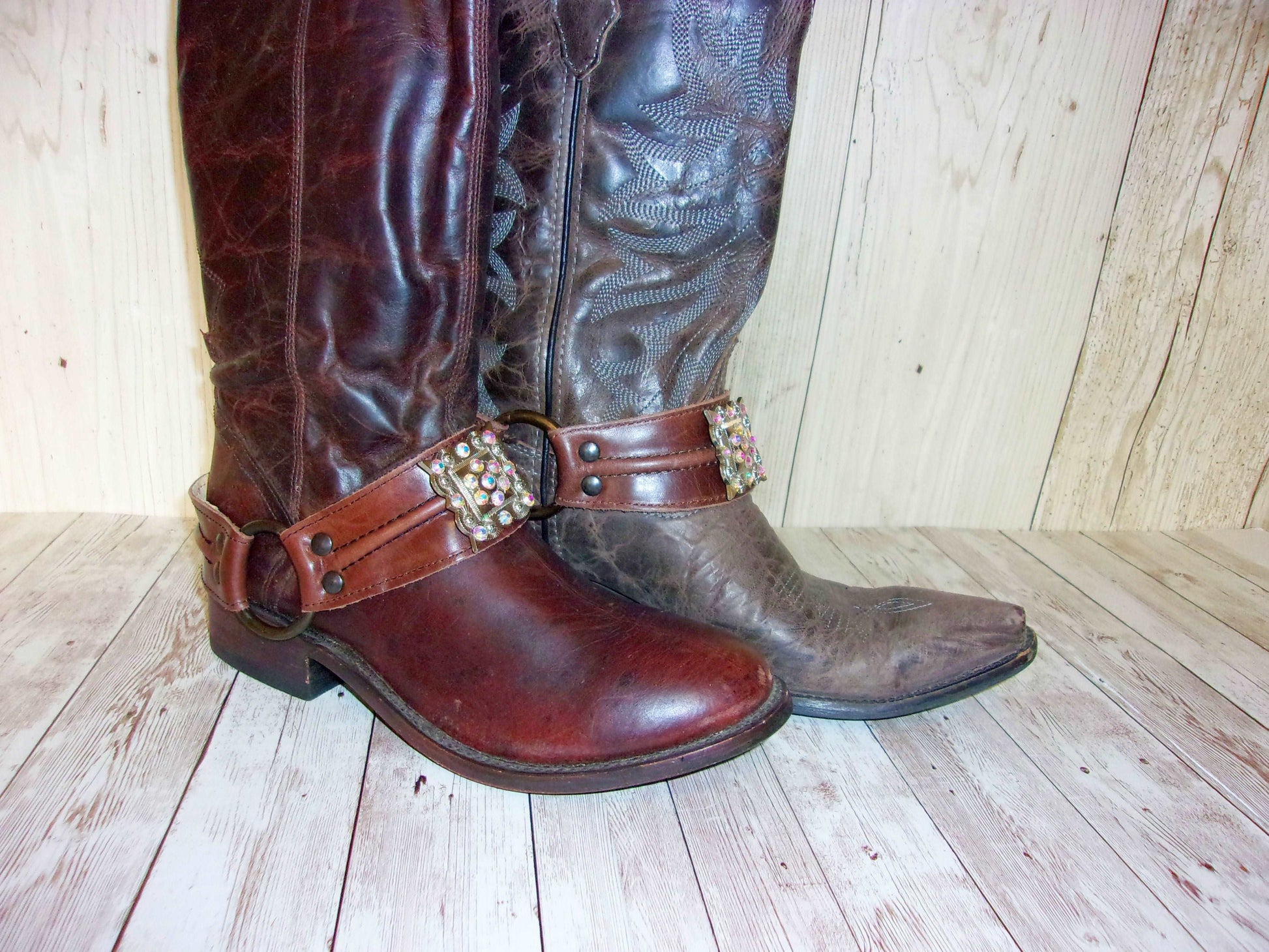 Boot Bracelet Decoration (Pair) wr03 handcrafted from cowboy boots. Shop all unique leather western handbags, purses and totes at Chris Thompson Bags