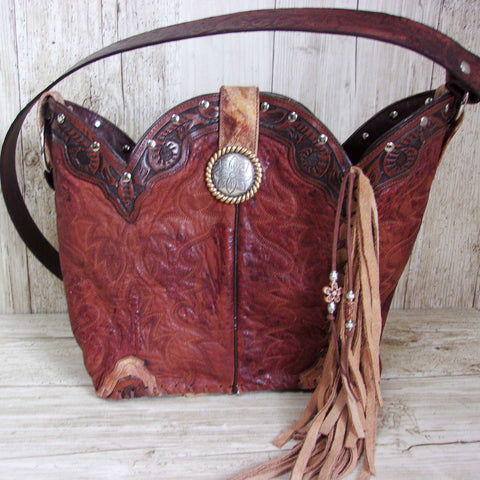 Bucket Bag Cowboy Boot Fringe Purse BK84