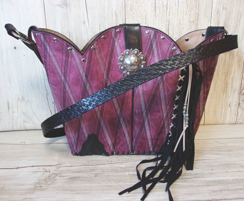 Bucket Bag Cowboy Boot Fringe Purse BK97