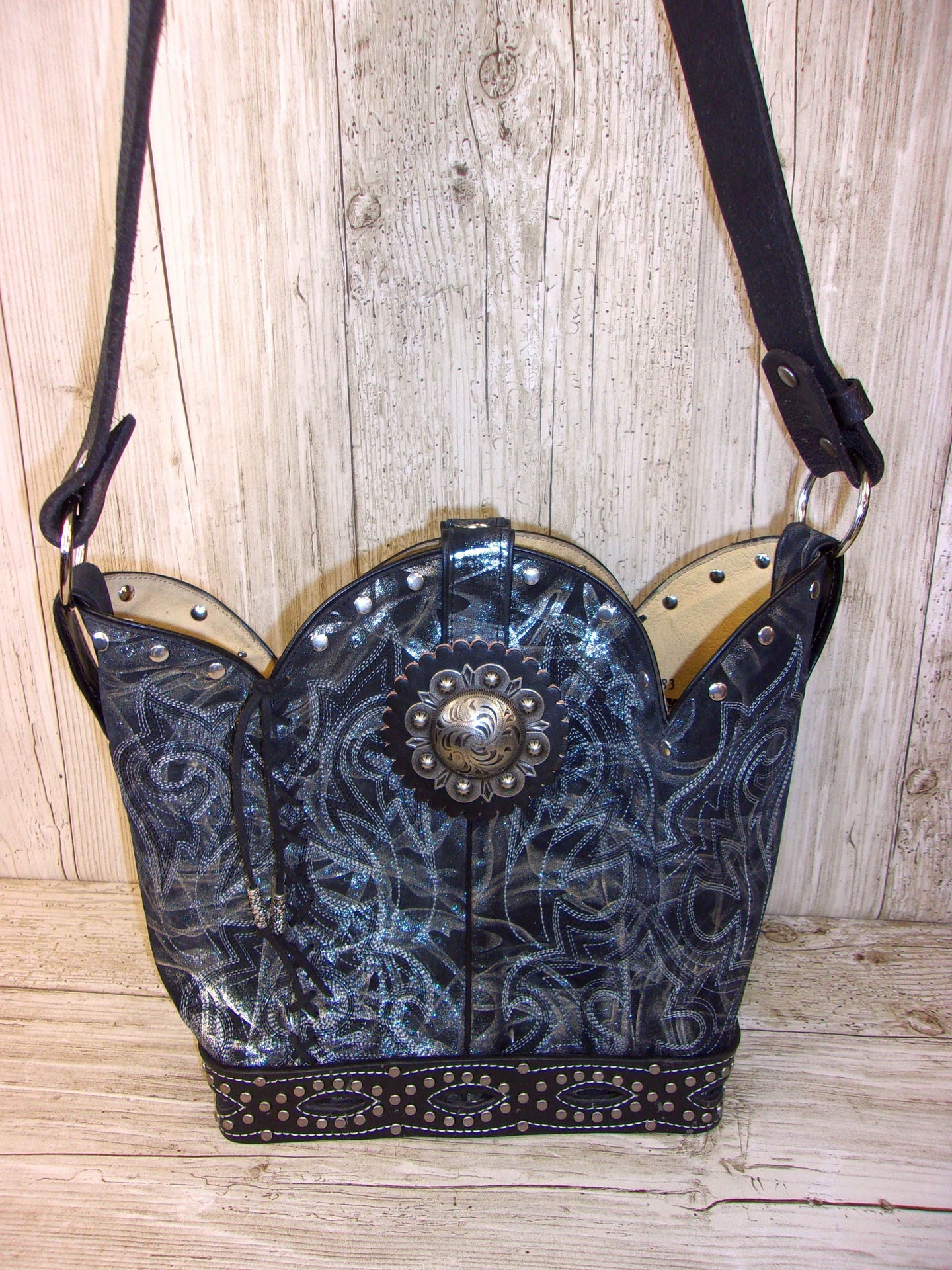 Bucket Bag Cowboy Boot Purse BK122 handcrafted from cowboy boots. Shop all unique leather western handbags, purses and totes at Chris Thompson Bags