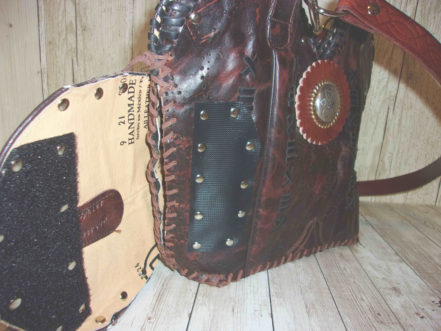 Concealed Carry Cowboy Boot Purse CB126 handcrafted from cowboy boots. Shop Handbags at ChrisThompsonBags.com and buy the best 2nd amendment, conceal carry purse, concealed carry, concealed for her, concealedcarry purse, cowboy boot purse, cowgirl concealed, handgun bag, leather conceal bag, unique concealed, western conceal, western concealed at Chris Thompson Bags.