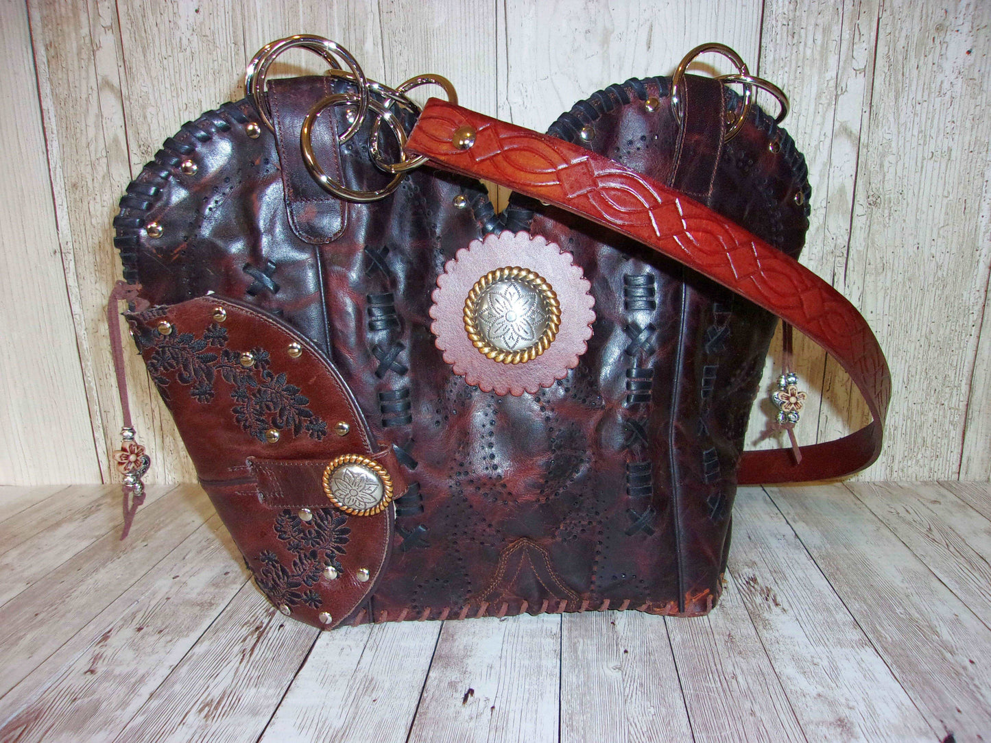 Concealed Carry Cowboy Boot Purse CB126 handcrafted from cowboy boots. Shop Handbags at ChrisThompsonBags.com and buy the best 2nd amendment, conceal carry purse, concealed carry, concealed for her, concealedcarry purse, cowboy boot purse, cowgirl concealed, handgun bag, leather conceal bag, unique concealed, western conceal, western concealed at Chris Thompson Bags.