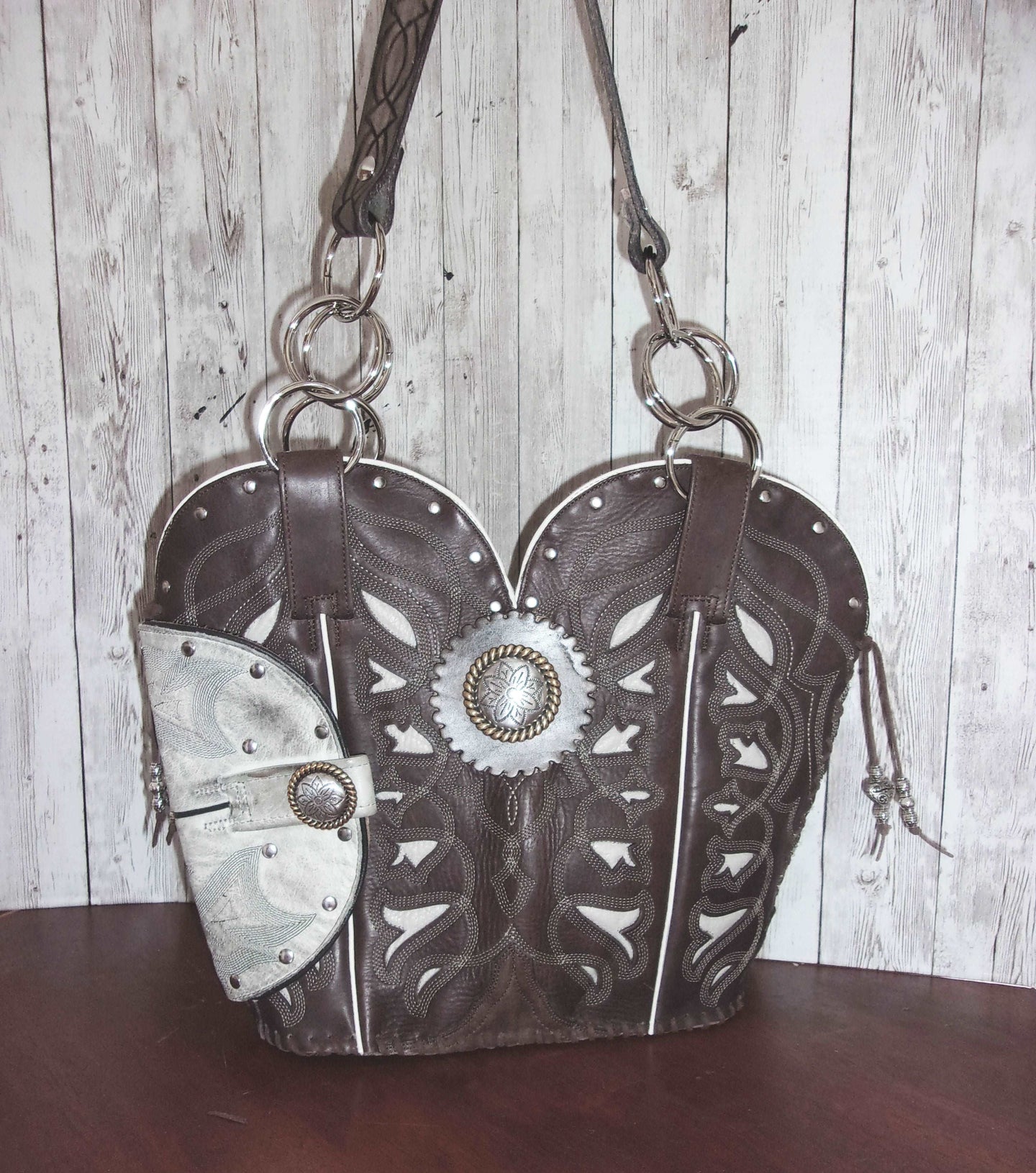 Concealed Carry Cowboy Boot Purse CB60 handcrafted from cowboy boots. Shop Handbags at ChrisThompsonBags.com and buy the best 2nd amendment, conceal carry purse, concealed carry, concealed for her, concealedcarry purse, cowboy boot purse, cowgirl concealed, handgun bag, leather conceal bag, unique concealed, western conceal, western concealed at Chris Thompson Bags.