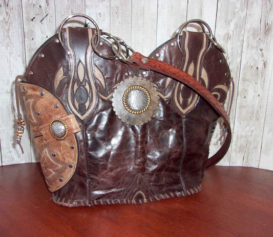 Concealed Carry Cowboy Boot Purse CB66 handcrafted from cowboy boots. Shop Handbags at ChrisThompsonBags.com and buy the best 2nd amendment, conceal carry purse, concealed carry, concealed for her, concealedcarry purse, cowboy boot purse, cowgirl concealed, handgun bag, leather conceal bag, unique concealed, western conceal, western concealed at Chris Thompson Bags.