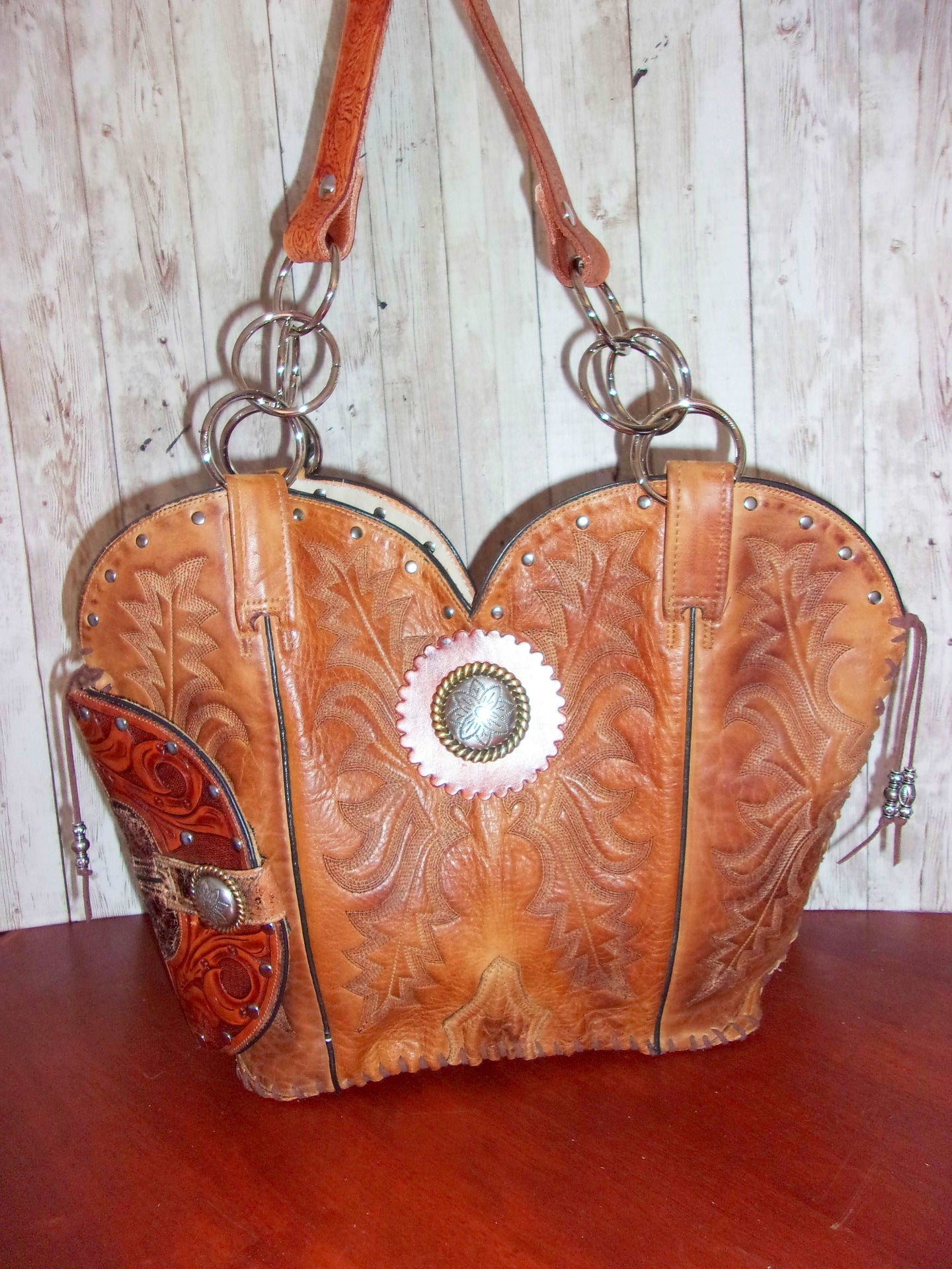 Concealed Carry Cowboy Boot Purse CB68 handcrafted from cowboy boots. Shop Handbags at ChrisThompsonBags.com and buy the best 2nd amendment, conceal carry purse, concealed carry, concealed for her, concealedcarry purse, cowboy boot purse, cowgirl concealed, handgun bag, leather conceal bag, unique concealed, western conceal, western concealed at Chris Thompson Bags.